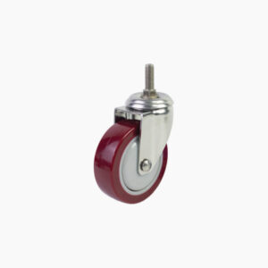 Bánh xe cọc vít nhựa PU đỏ CP030 xoay càng inox