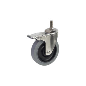 Bánh xe cọc vít nhựa TPR tĩnh điện CP085 xoay khóa càng inox