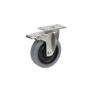 Bánh xe đẩy nhựa TPR tĩnh điện CP083 xoay khóa càng inox